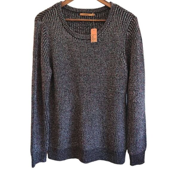 Belldini Black Multicolor Metallic Knit Sweater Size Large - Picture 1 of 4